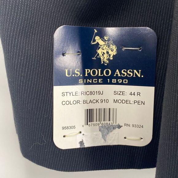 NWT US Polo Assn. Men's Pen Blazer Suit Jacket Flap Pockets Black Size 44R - Picture 9 of 15